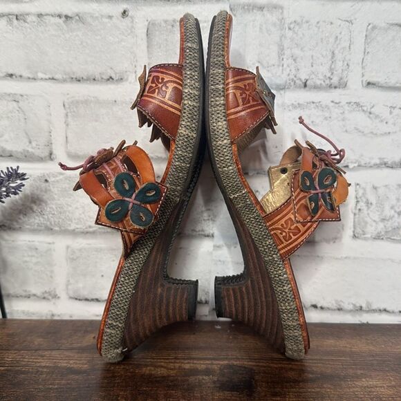 Spring Step Leather Savory Sandals Boho Hippie Size 38 7.5 8 - Picture 2 of 11